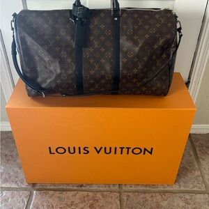 Louis Vuitton Monogram Duffel Bag in Brown with Black Trim